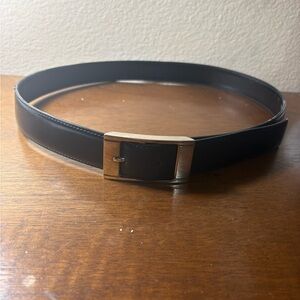 Gucci Classic Black Leather Belt with Silver Buckle